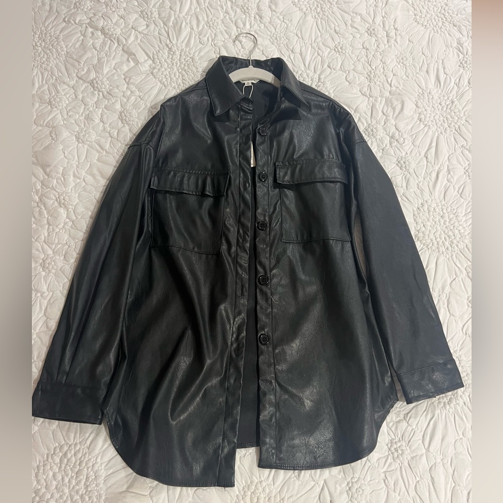 Max Studio faux leather shacket, never worn!